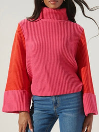 Red Fuchsia Block Sweater