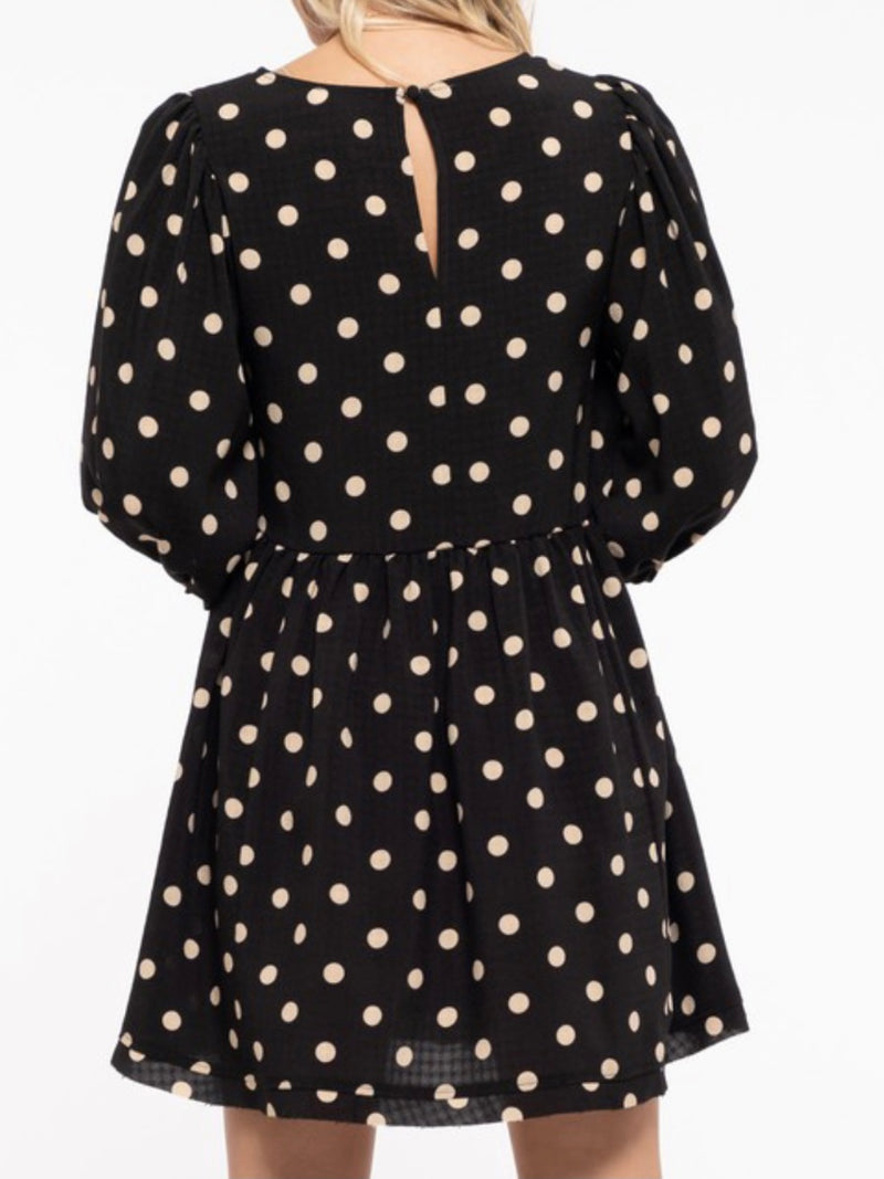 Polka Dot Balloon Sleeve Dress