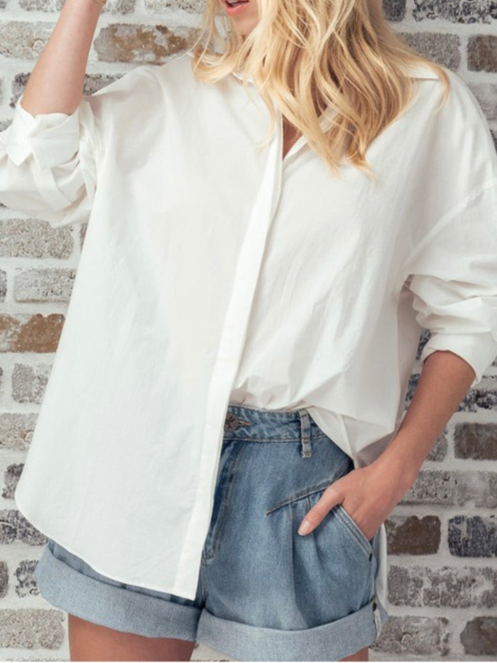 Solid White Button Down Shirt