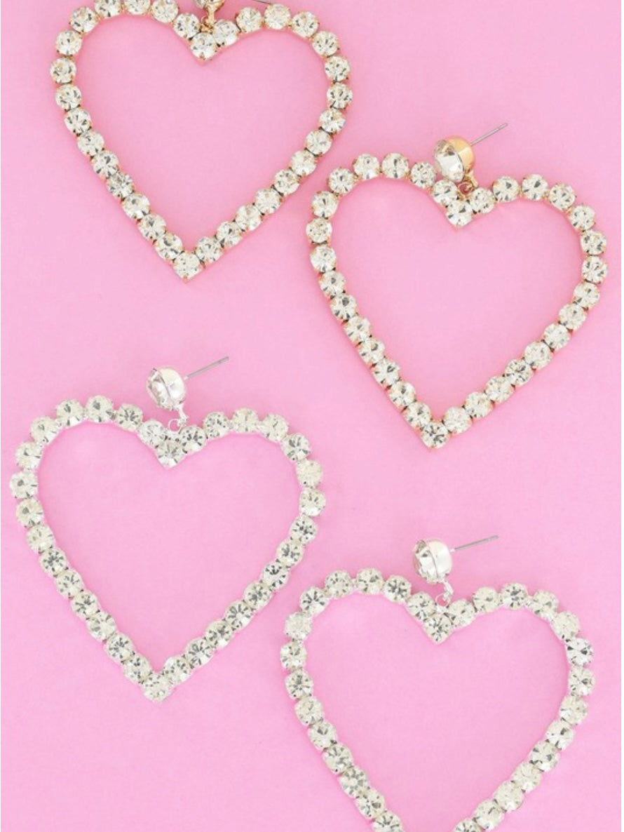 Open Heart Rhinestone Earrings