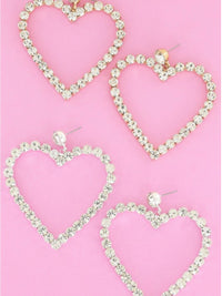 Open Heart Rhinestone Earrings