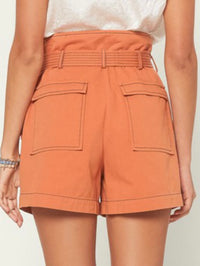 Contrast Stitch High Waist Shorts