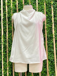 Delicate White Mock Neck Blouse