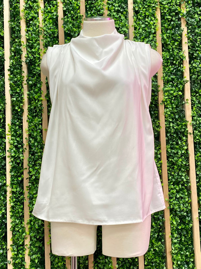 Delicate White Mock Neck Blouse