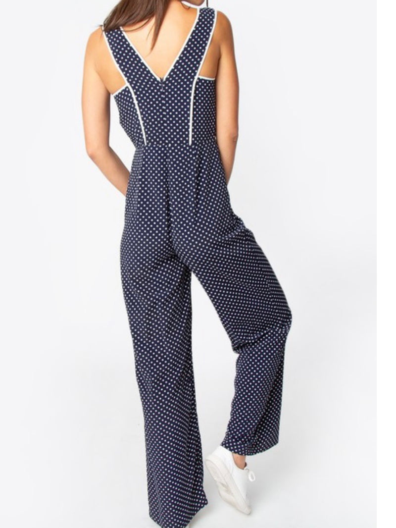 Navy Polka Dot Jumpsuit