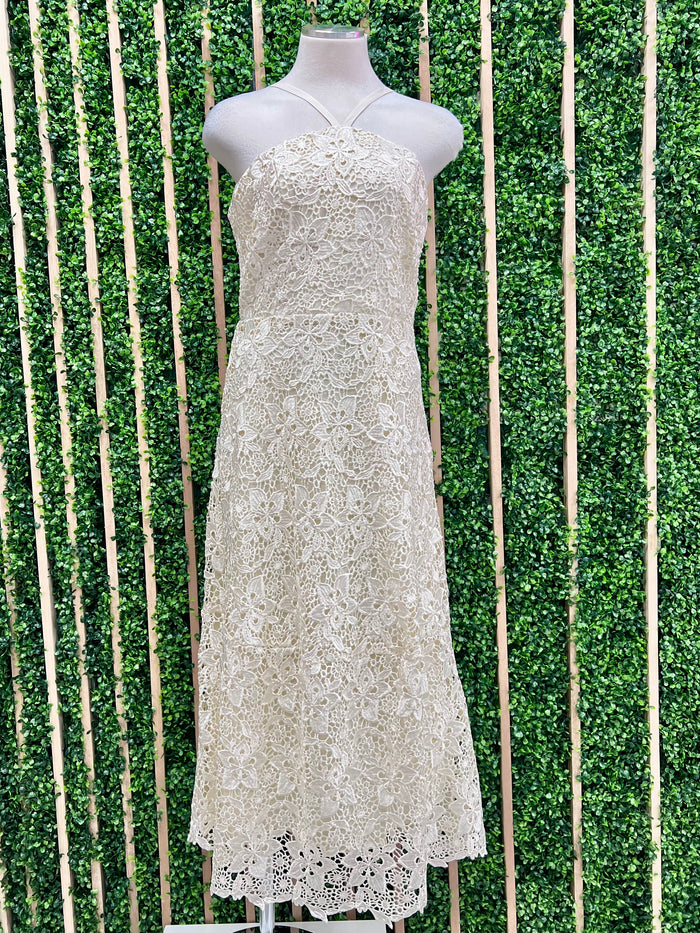 Exquisite Cream Lace Midi Dress