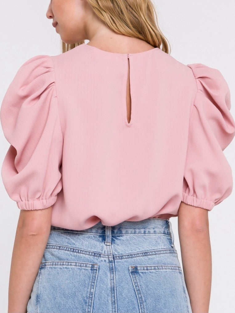 Pale Pink Ballon Sleeve Top