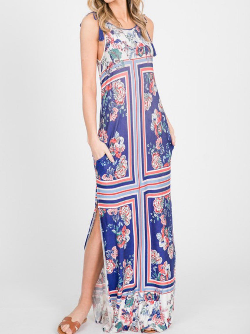 Blue Paisley Maxi Dress