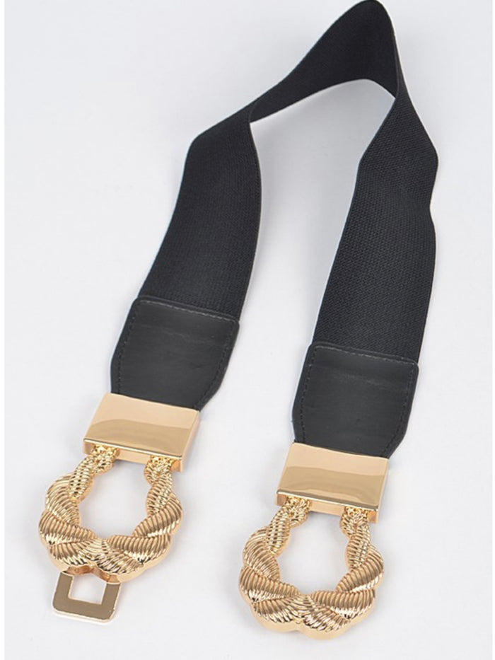 Textured Buckle Elastic Belt