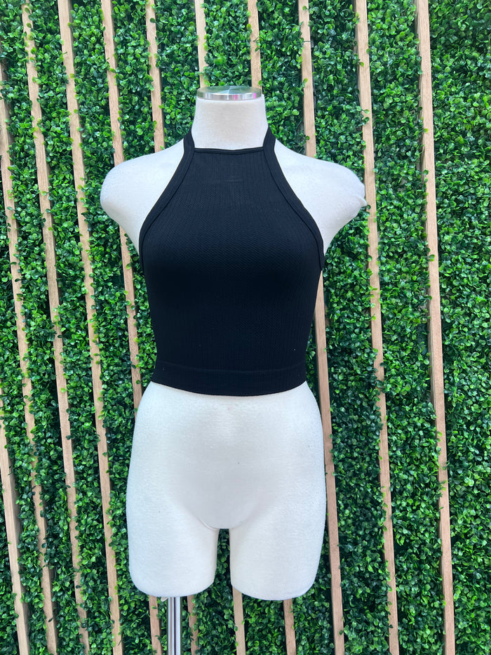 Halter Y-Back Basic Crop Top