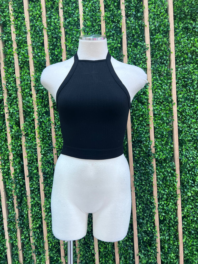 Halter Y-Back Basic Crop Top