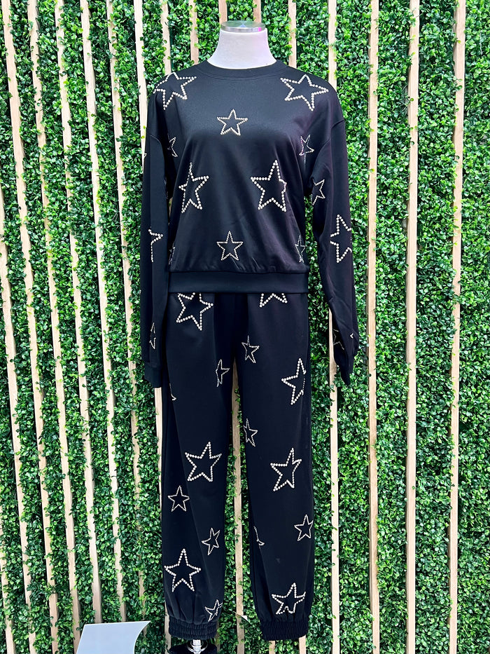 Rhinestone Star Jogger Set