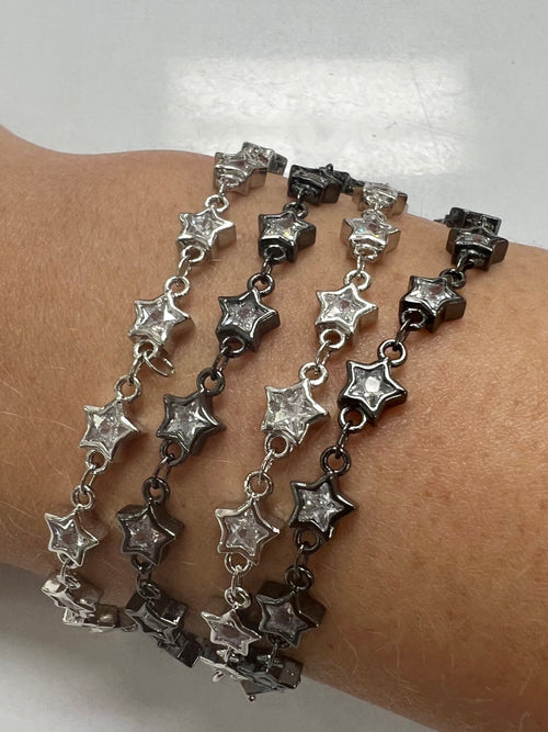 cubic zirconia star chain bracelet