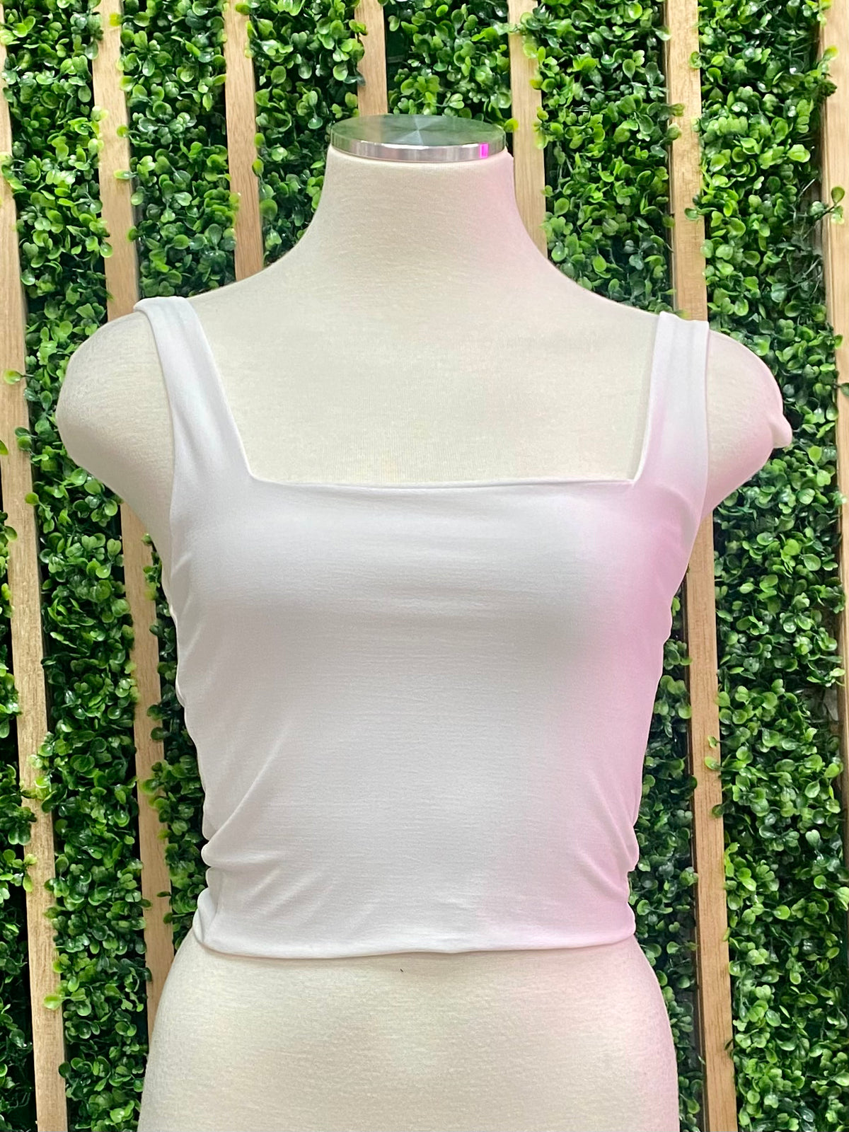 Square Neckline Cropped Basic Top