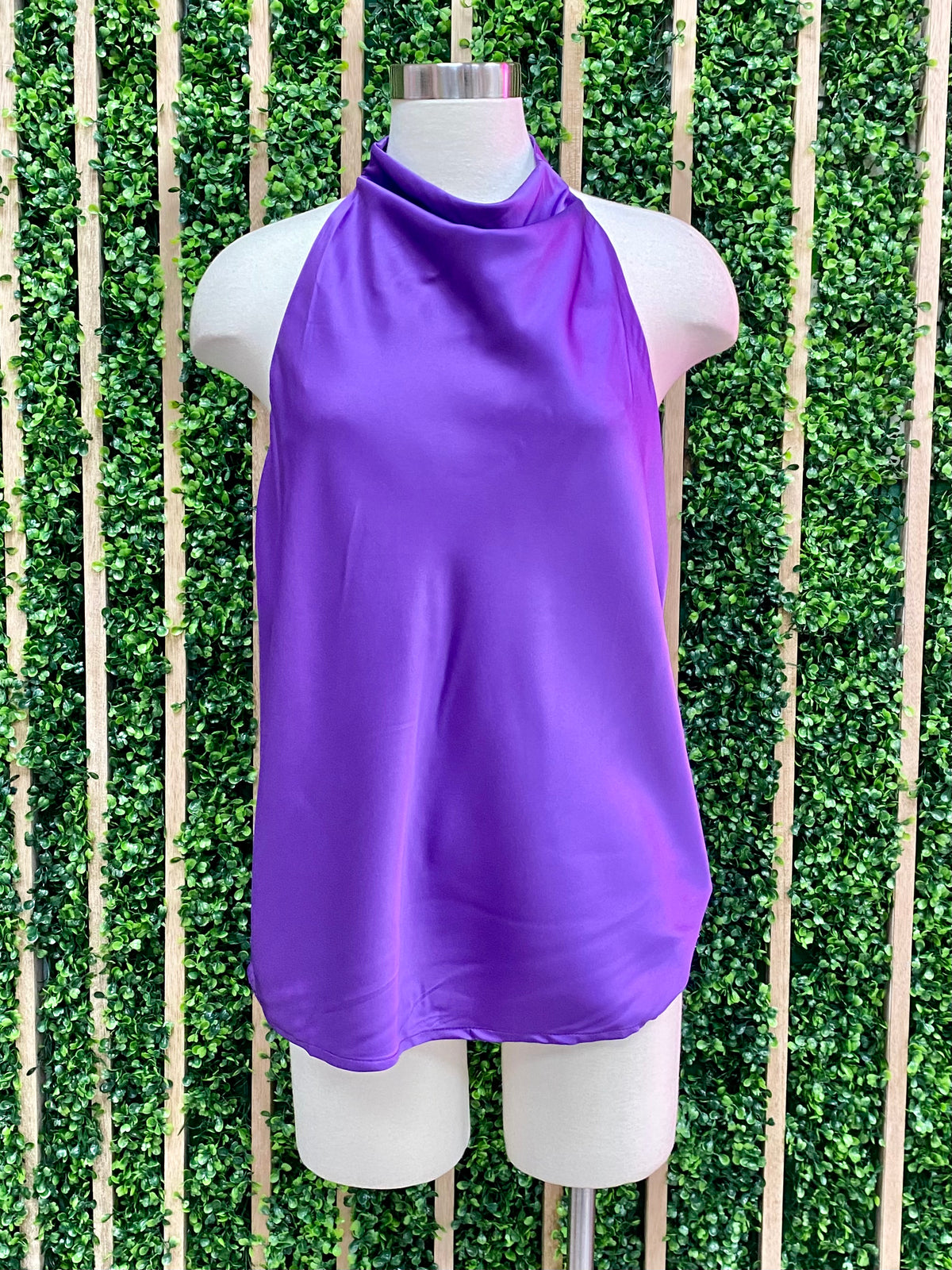 Satin Cowl Neck Halter Top