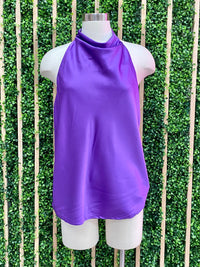 Satin Cowl Neck Halter Top