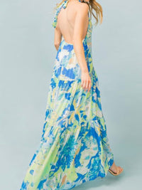 Blue Lime Halter Maxi Dress