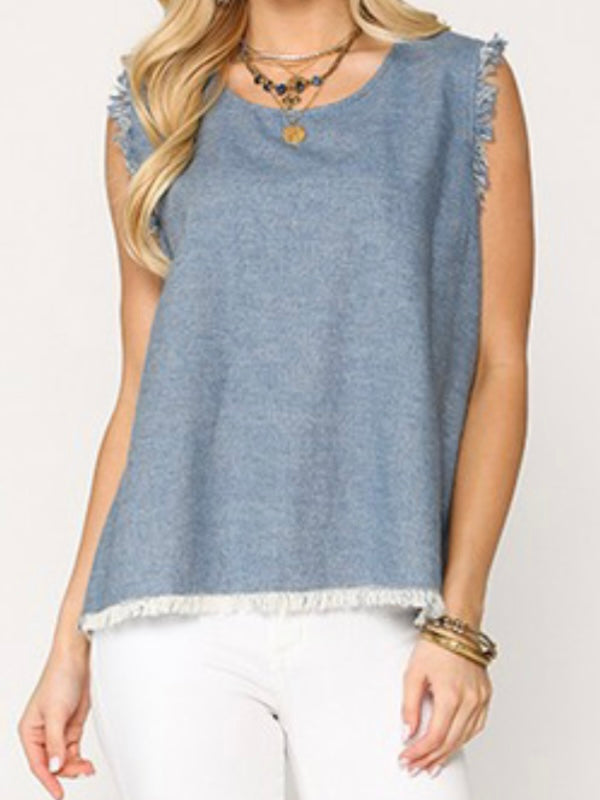 Frayed Hem Sleeveless Top