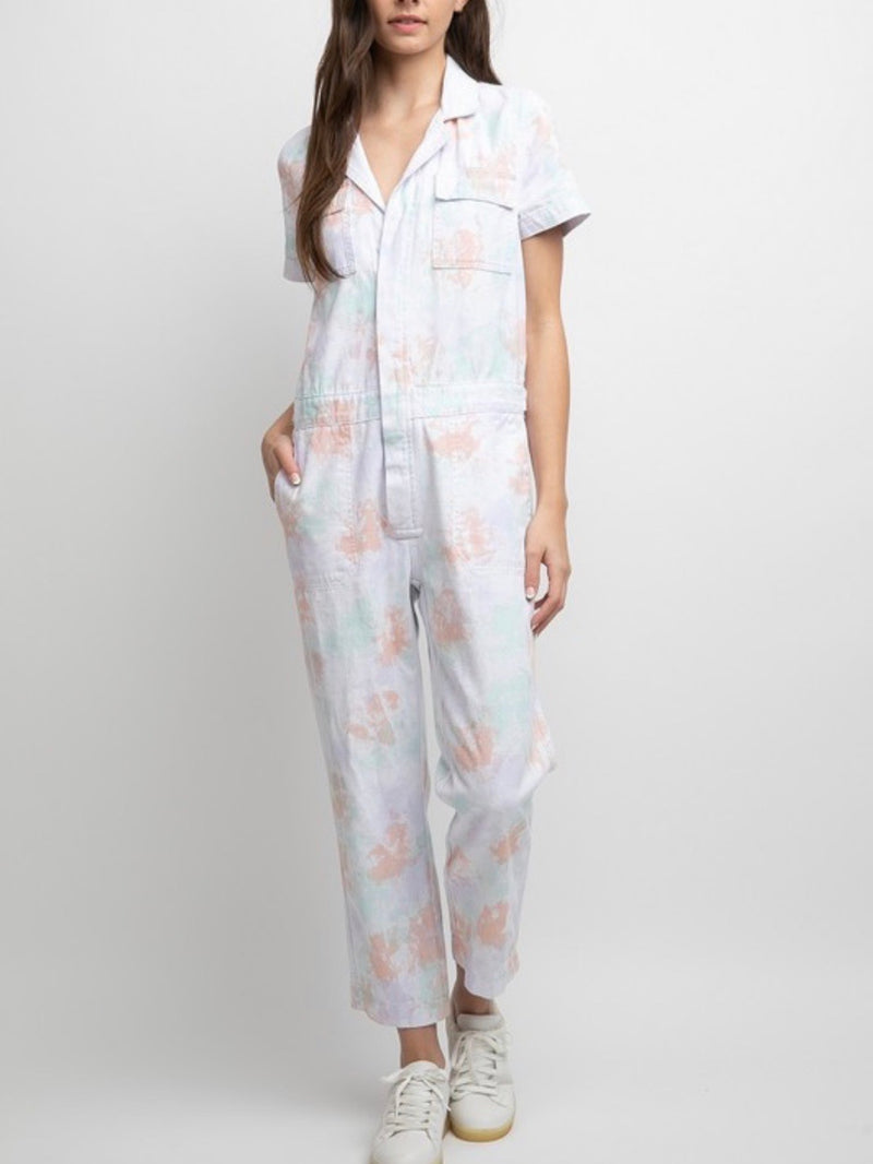 Tie Dye Splatter Utility Jumpsuit