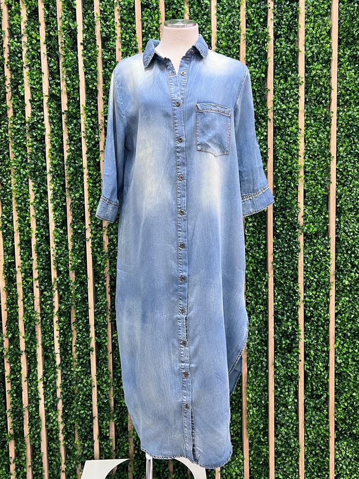 Denim Maxi Blouse Dress