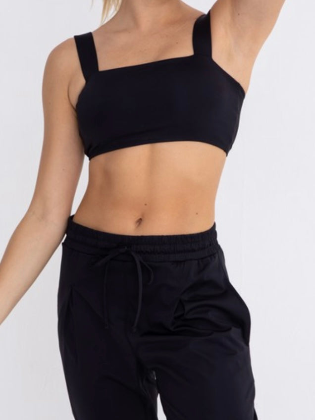 Black Square Neckline Crop Top