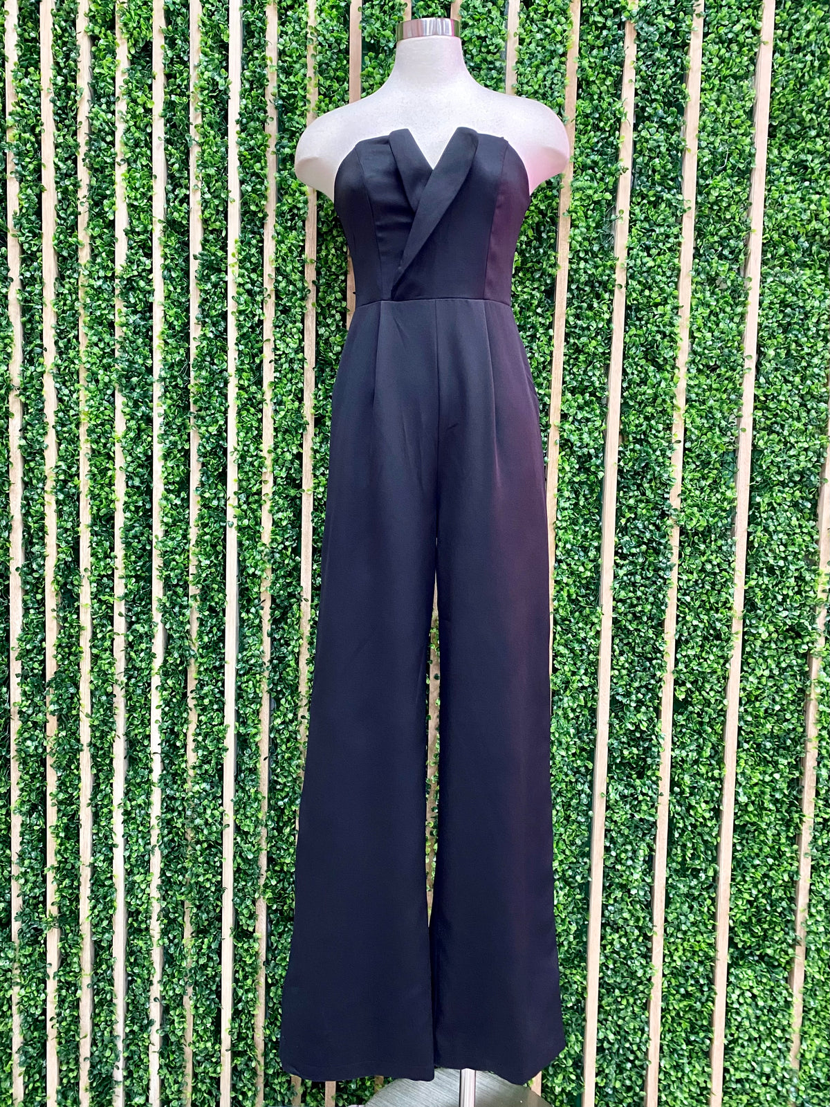 Elegant Strapless Tuxedo Jumpsuit