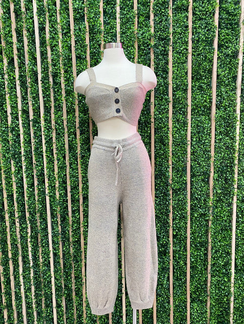 Taupe Knitted Jogger Set