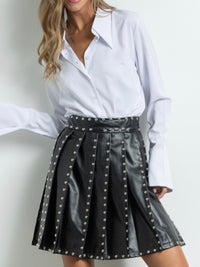 Black Studded Pleather Skirt