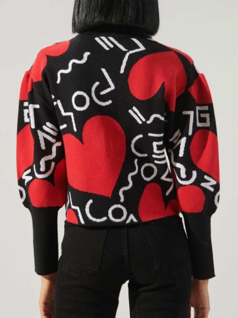 Red Heart Fun Print Sweater