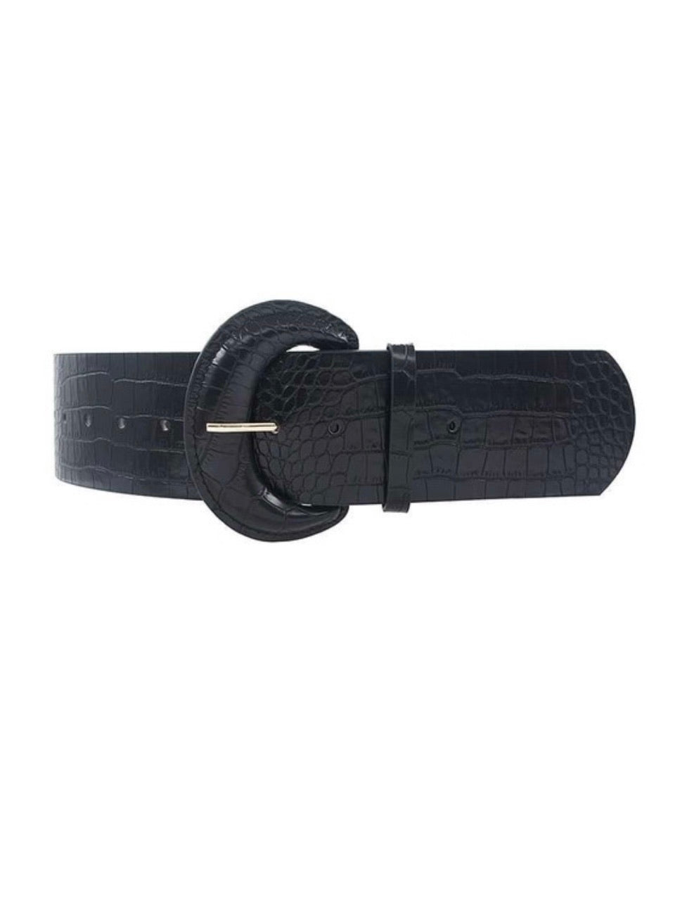 Wide Black Croc Belt