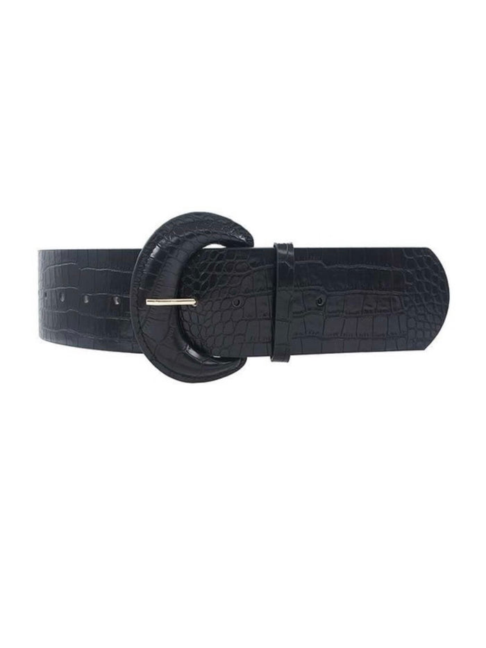 Wide Black Croc Belt