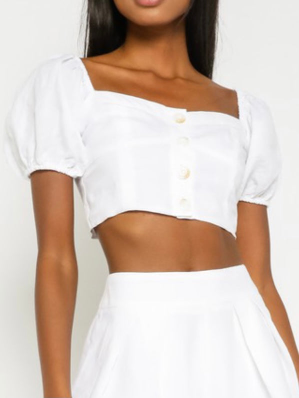 Button Detail Crop Top