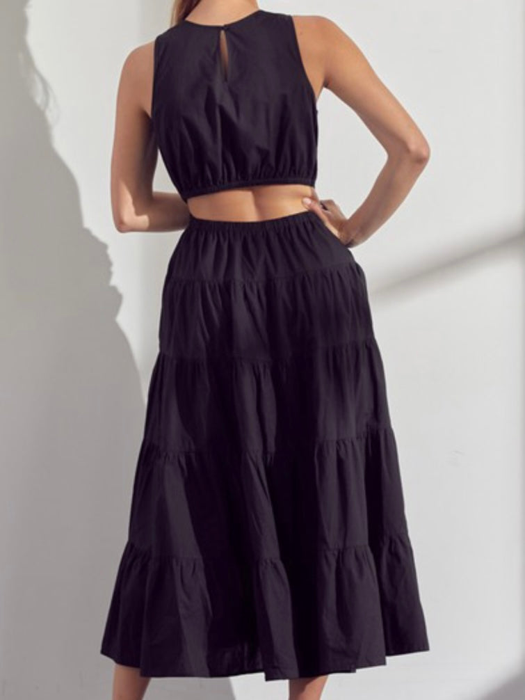 Open Back High Neck Maxi Dress