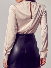 Elegant Long Sleeve Draped Bodysuit