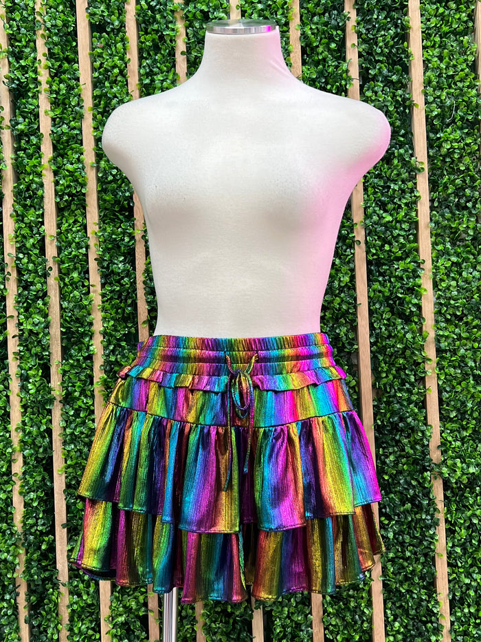 Metallic Black Rainbow Skort
