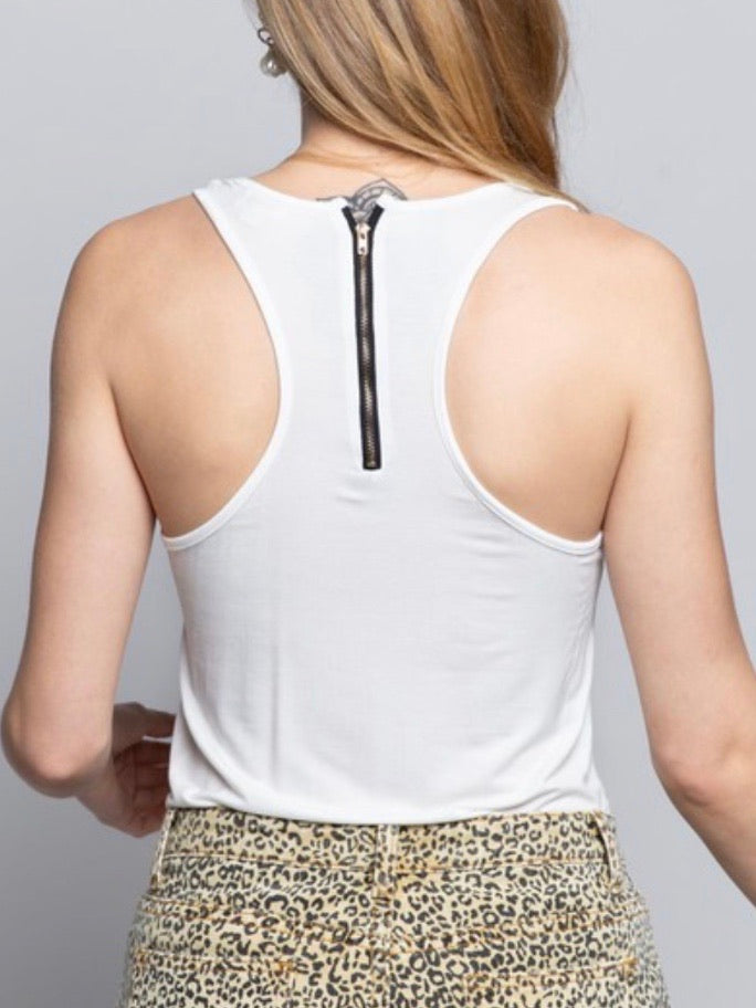 Zipper Detail Racerback Cami