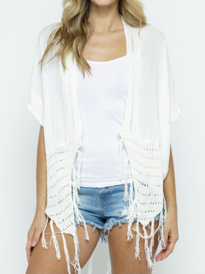 Crochet Detail Kimono Cardigan