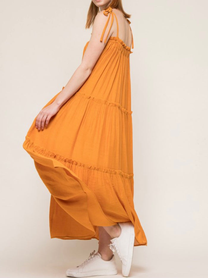 Honey Mustard Ruffle Tiered Maxi