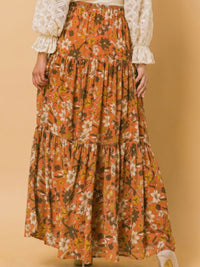 Dark Rust Floral Maxi Skirt