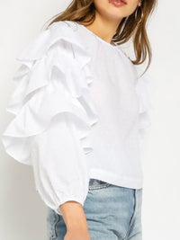 Ruffle Detail Puff Sleeve Top