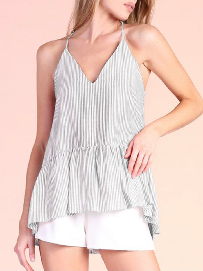 Pin Stripe Peplum Cami