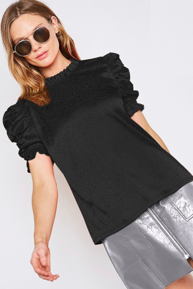 Snakeprint Puff Sleeve Top