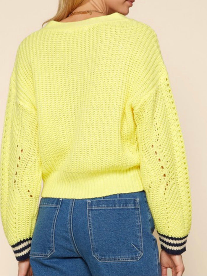 Stripe Detail Yellow Cardigan Top
