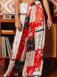 Floral Print Patchwork Pants