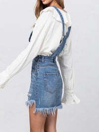 Frayed Denim Overall Dress