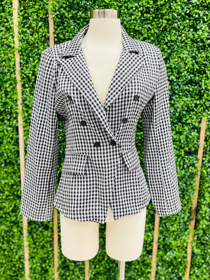 Black and White Plaid Blazer