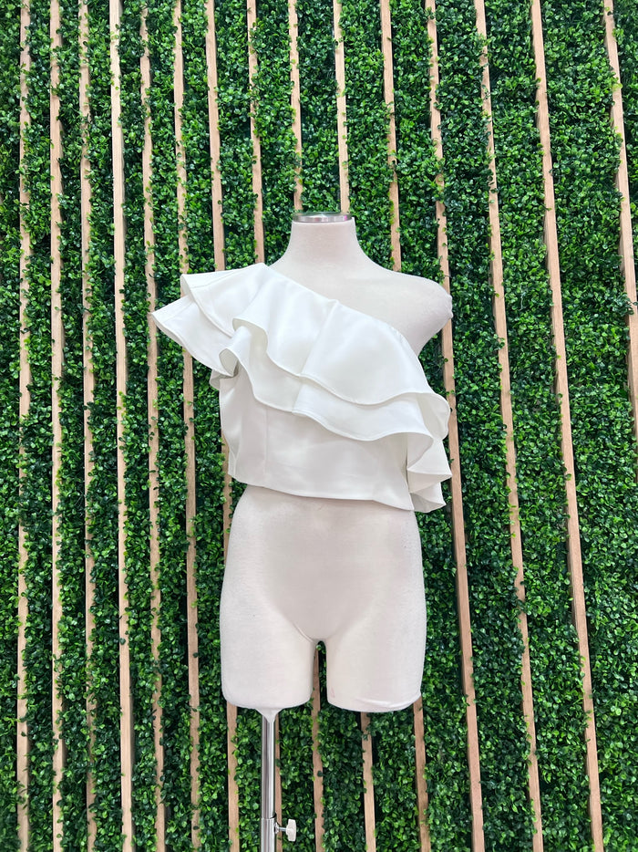 Delicate One Shoulder Ruffled Top