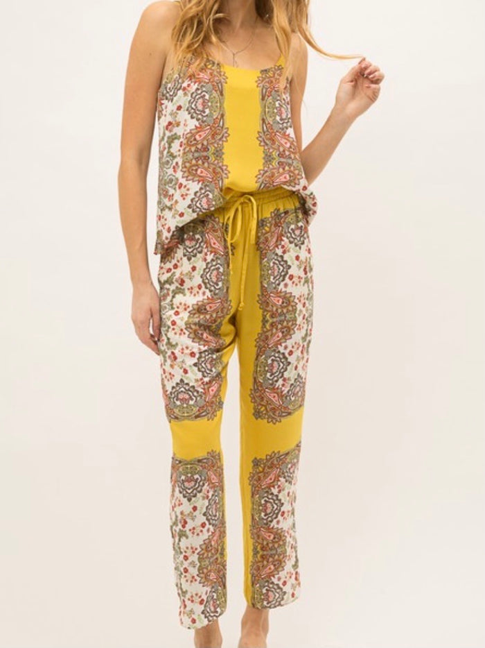Scarf Print Tank Pant Set