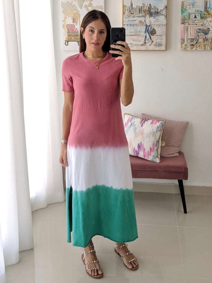 Round Neck Ombré Maxi