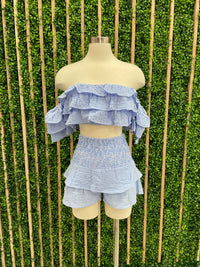 Gingham Off Shoulder Short Set